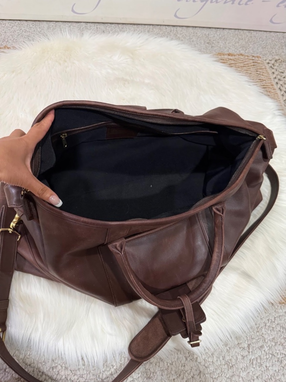 Vintage Coach Brown Leather Large Travel Weekender Duffle Bag Style 0502 - Picture 9 of 16